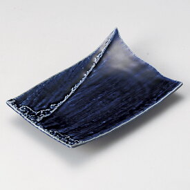 藍紺 22cm 長角焼物皿22.2x14.5cm　焼き物 焼き魚 おばんざいの盛り合わせ てんぷら日本製