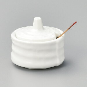 強化食器 白磁 カラシ入れ さじ付6x5cm 60cc 日本製 強化磁器製 業務用カスター 調味料入れ