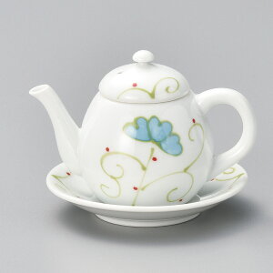 有田焼 水色花 しょうゆ入 (受け皿付き) 70cc 受皿9.3x1.7cm 醤油さし 汁次 ソース入れ