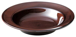 茶 エクシブ 24cm パスタ & スープ皿24.7x4.5cm 420cc アメ釉が美しいカフェ食器スパゲッティ スープ エスニックヌードル カレーベーカーに 日本製