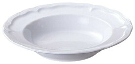 クリスタ 24cm スープ & パスタ皿24x4.5cm 特白磁優美なリムの彫刻リゾット カレー スープパスタ ポトフ シチュー主役の料理を縁取る白い食器