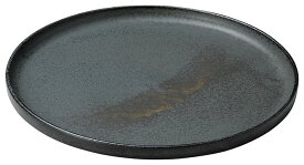 錆浅葱 27cm 8.5 丸浅口 切立皿 26.9cmx2.0cm 日本製 料理が引き立つ黒の舞台 フレンチディナー フラットプレート