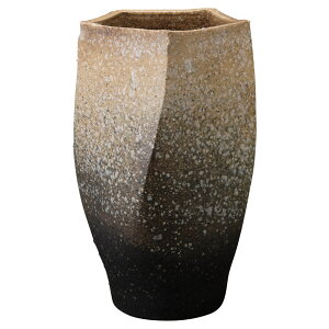 信楽焼 白窯変 五角傘立て 26x48cm 傘たて アートフラワー 花生け 大型花瓶