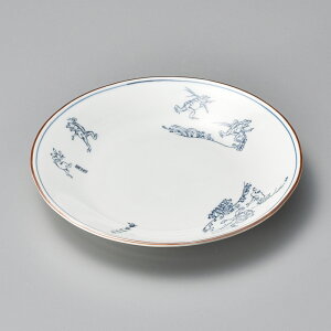 鳥獣戯画 渕錆 22cm 高山寺 7.0丸皿22x3.5cm 日本製