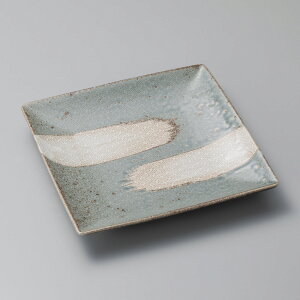 更紗刷毛目 20.5cm 正角皿 20.5x20.5x1.5cm 焼き物 てんぷら 刺身 揚げ物 前菜盛り合わせ 日本製