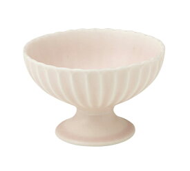 かすみ 12cm 陶製 アイスクリーム高台皿 うすもも12.2x7.7cm 日本製リム彫刻が花のように美しいクラシカルなデザート皿プリン フラッペ フルーツ ソルベ 足付のデザートカップ