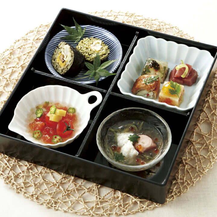 楽天市場】松花堂弁当 4品盛セット「風」 蓋付4仕切箱と小鉢4点の 