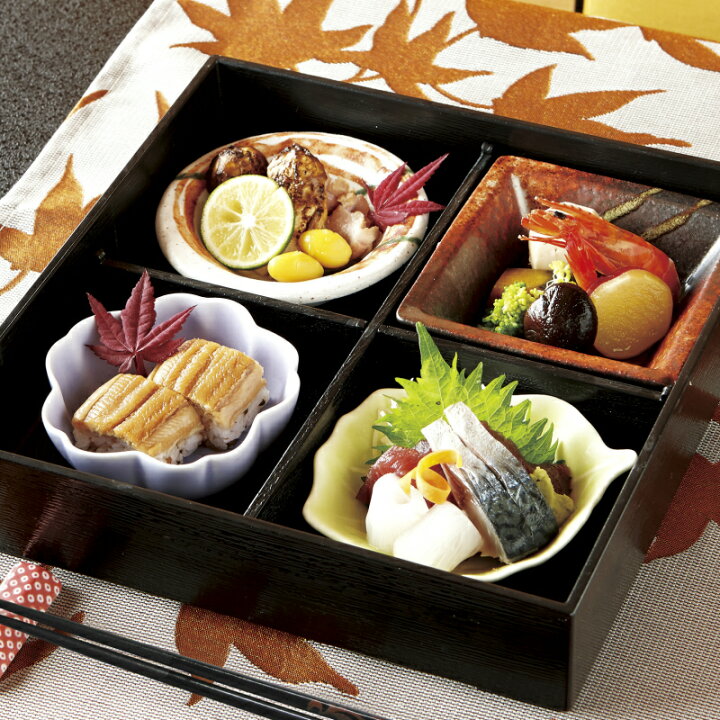 楽天市場】松花堂弁当 4品盛セット「月」 蓋付4仕切箱と小鉢4点の 