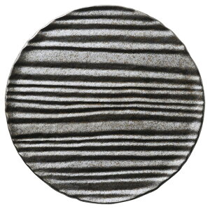 和流千段 25cm 丸皿 錆茶25x1.4cm 日本製 天ぷら とんかつ フライ フリッター 深い溝彫刻でお料理の余分な油戻りを防ぐ 揚物皿 和の釉薬と流れる陰影が美しい 和流のうつわトーストにもおすす