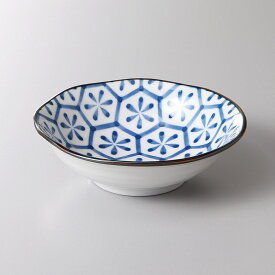 藍花亀甲 11cm 3.3鉢　11x3.5cm　日本製 美濃焼　