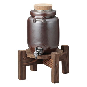 茶釉 焼酎サーバー 6750cc 木台付 3升 本体サイズ 胴径19cmx高さ27cm 木台28x14cm 日本製 保存用かめ お酒のタンクシンプルで落ち着いた渋い風合い シックな色味業務用 店舗用特大サイズ