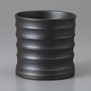 削り切立ロックカップ 黒耀8x8cm 土物  日本製 梅酒 焼酎 冷酒 甘酒 和カクテルデザートカップや ジュース お茶 ドリンクカップとしても