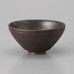 黒結晶 夏茶碗  13x6.5cm 約196g 土物 日本製の逸品