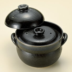 直火用 るり釉 2合 炊飯鍋 (中蓋付）　萬古焼　20.5x17.5x16.5cm　内蓋ありでおいしく炊ける 日本製 炊飯土鍋　日本製