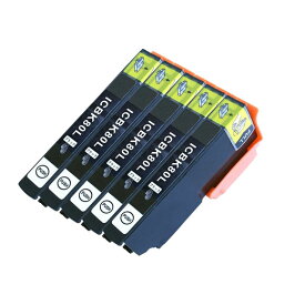 EPSON エプソン用互換インクカートリッジ IC80Lシリーズ ICBK80L ブラック×5 増量版 ICチップ付 対応機種：EP-707A EP-708A EP-777A EP-807AB EP-807AR EP-807AW EP-808AB EP-808AR EP-808AW EP-907F EP-977A3 EP-978A3EP-979A3 EP-982A3