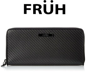 【P10倍】FRUH フリュー リアルカーボン ラウンドジップウォレット ブラック GL026 長財布