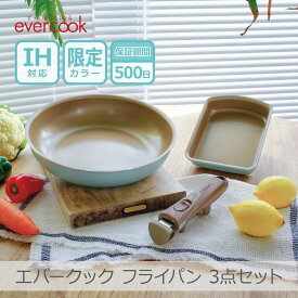 【あす楽】【500日保証】【当店限定】エバークック 着脱3点セット オパールグリーン｜EIST3OGR 玉子焼 フライパン26cm 着脱式ハンドル 全熱源対応 IH対応 食洗機対応 PFOA不使用 evercook ドウシシャ