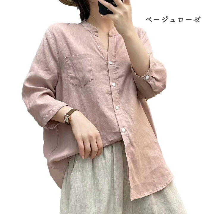 楽天市場】リネン100% リネンシャツ レディース 春 夏 秋 M L 麻シャツ 