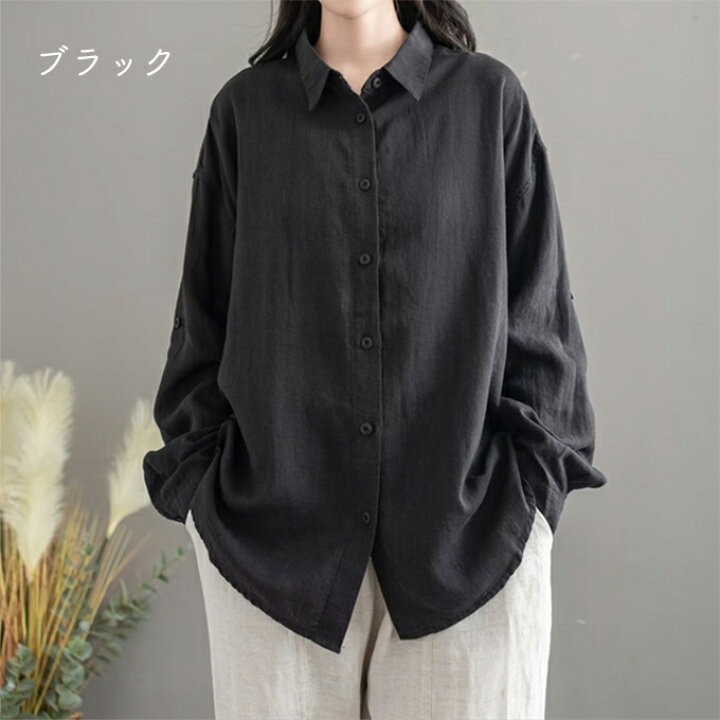 楽天市場】リネン100% リネンシャツ レディース シャツ 春 夏 秋 L XL 