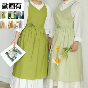 エプロン レディース コットン綿 防水 撥水 無地 ラップ 巻きスカート風 生地量大 大きめ 台所ストラン カフェ 主婦 保育士 バイト バーベキュ ガーデニング ペールカラー ライム グリーン