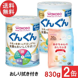 送料無料 和光堂 フォローアップミルク ぐんぐん 830g ×2缶（おしりふき景品付き）