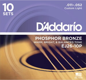 D'Addario �_�_���I �A�R�[�X�e�B�b�N�M�^�[�� EJ26-10P C.Light 011-052 �y daddario �A�R�M�� EJ-26 �z�y5��0�̂����̓G���g���[���Ń|�C���g4�{�z��
