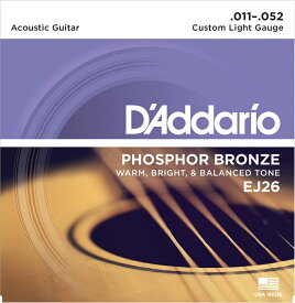 【5と0のつく日はエントリーでポイント4倍】D'Addario ダダリオ アコースティックギター弦 EJ26 "Phosphor Bronze Round Wound" [daddario アコギ弦 EJ-26]【ゆうパケット対応】＊