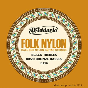 D'Addario __I NVbNM^[ EJ34/ubN "Folk Nylon" [ daddario EJ-34 ] y50̂̓Gg[Ń|Cg4{zy䂤pPbgΉz