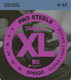 【5と0のつく日はエントリーでポイント4倍】D'Addario ダダリオ エレキギター弦 EPS520 "XL ProSteels Round Wound" [daddario エレキ弦 EPS-520]【ゆうパケット対応】＊