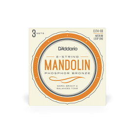 【5と0のつく日はエントリーでポイント4倍】D'Addario ダダリオ マンドリン弦 フォスファーブロンズ Medium .011-.040 EJ74-3D 3set入りパック [daddario ダダリオ]【ゆうパケット対応】＊