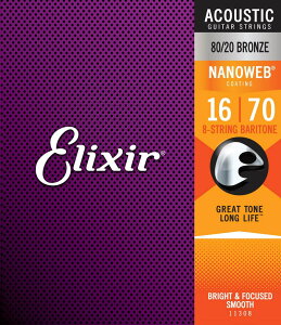 Elixir GNT[ AR[XeBbNM^[ imEFu 8 Baritone [ .012-.070 ] #11308 y NANOWEB 80/20uY zy Ki zy50̂͓X|Cg5{Izy䂤pPbgΉz