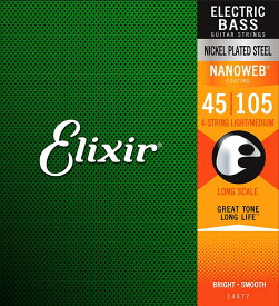 Elixir エリクサー ベース弦 ナノウェブ Medium [ .045-.105 ] #14077 【 国内正規品 】【5と0のつく日は当店ポイント5倍！】【ゆうパケット対応】