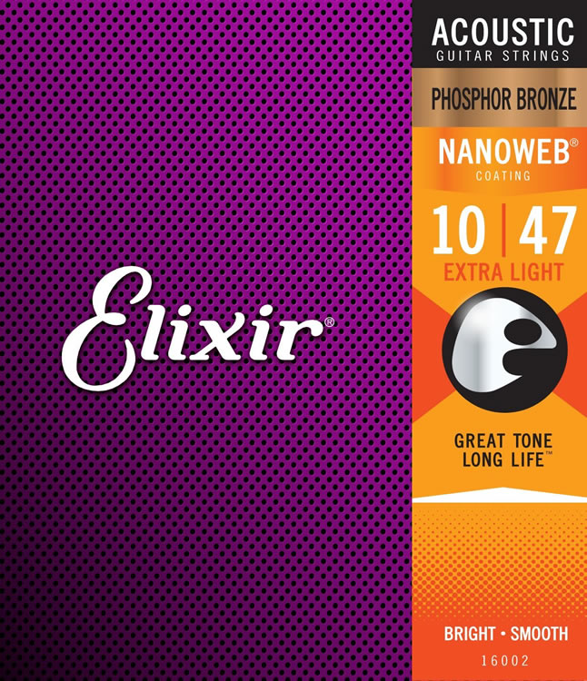 Elixir エリクサー アコースティックギター弦 ナノウェブ Extra Light [.010-.047] #16002 