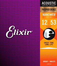 Elixir エリクサー アコースティックギター弦 ナノウェブ Light [ .012-.053 ] #16052 【 フォスファーブロンズ弦 】【 国内正規品 】【5と0のつく日は当店ポイント5倍！】【ゆうパケット対応】