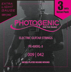 【5と0のつく日はP5倍 + エントリーでさらにP4倍】エレキギター弦 Photogenic PE-600XL (3set pack) [エキストラ・ライト PE600XL]【ゆうパケット対応】