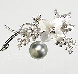 黒蝶真珠 タヒチ 白蝶貝 お花 パール ブローチ 11.1mm 送料無料 レディース 母の日 敬老の日 ホワイトデー クリスマス プレゼント ギフト 誕生石