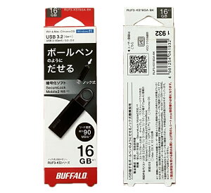 �o�b�t�@���[ BUFFALO �m�b�N�X���C�h USB3.1(Gen1) USB�������[ 16GB �u���b�N RUF3-KS16GA-BK
