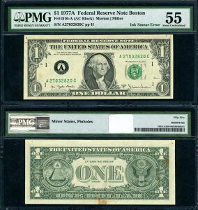 FR. 1910 A $1 1977-A �A�M������ �G���[ �C���N�̂ɂ��� PMG AU55 �y���ȉ���