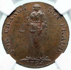 1794�N �C�M���X �T�t�H�[�N�B �o���Q�C �����J�X�^�[ �A���e�B�[�N 1/2 P �R���_�[ �g�[�N�� NGC i86638