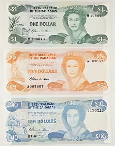 �o�n�} 1974 (1986) $1�A$5 & $10 3 ���Z�b�g�I�� XF Pick#43�A#45 & #46