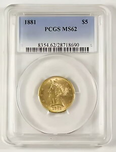 AJ (US) 1881 $5 oeB wbh n[t C[O  PCGS MS62 UNC/BU