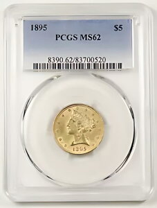 AJ (US) 1895 $5 oeB wbh n[t C[O  PCGS MS62 UNC/BU