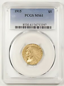 US 1915 (P) $5 CfBA wbh  PCGS MS61 UNC/BU tBftBA