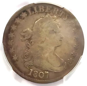 1807 ドレープ バスト クォーター 25C コイン - PCGS 認定の細かい詳細 - レア コイン!