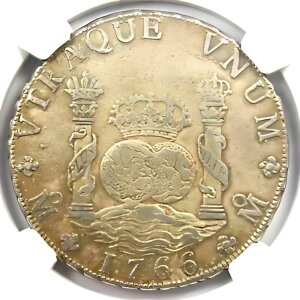 1766 メキシコ ピラー ドル 8 レアル銀貨 (8R) - 認定 NGC XF 詳細