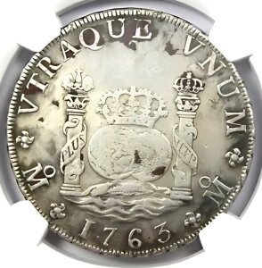 1763 メキシコ ピラー ドル 8 レアル銀貨 (8R) - 認定 NGC AU 詳細