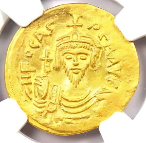 Phocas AV Solidus S[h rU` RC 602-610 AD - F NGC Choice AU