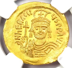 Heraclius AV Solidus S[h rU` RC 610-641 AD - F NGC MS (UNC)