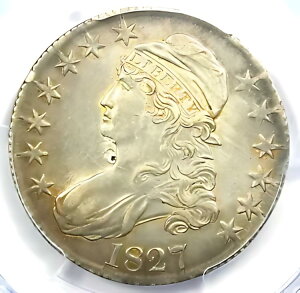 1827 キャップド バスト ハーフダラー 50C O-124a R5 - PCGS AU 詳細 - レアリティ 5 種類!