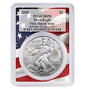 2020 $1 �A�����J�� �V���o�[ �C�[�O�� PCGS MS70 FDOI �t���b�O �t���[��